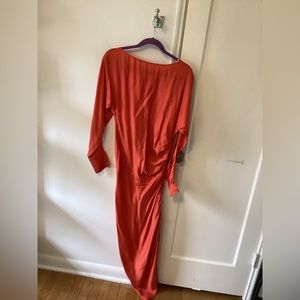 L’Academie orange open back dress
